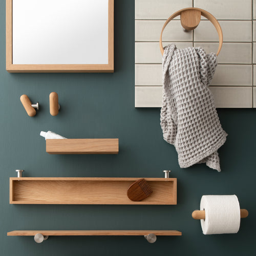 Oak + Stainless Towel Ring