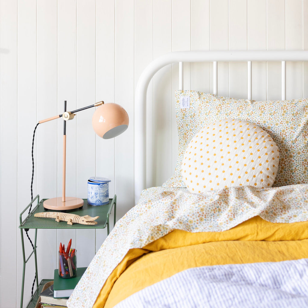 Polka Dot Circle Pillow::honey - polka dot::hover