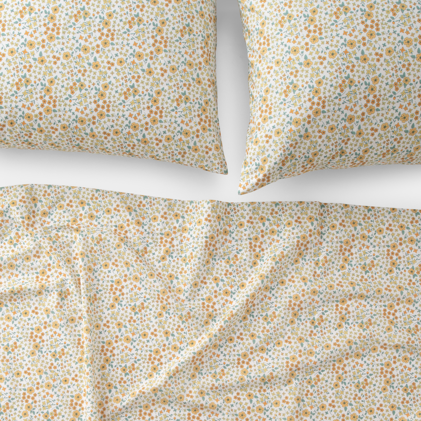 Yellow floral sheets set