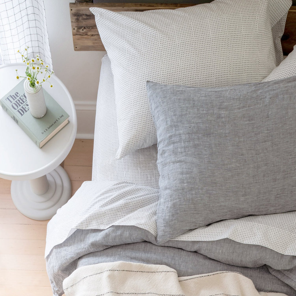 Gray Dot Percale Pillow Case, Set of 2